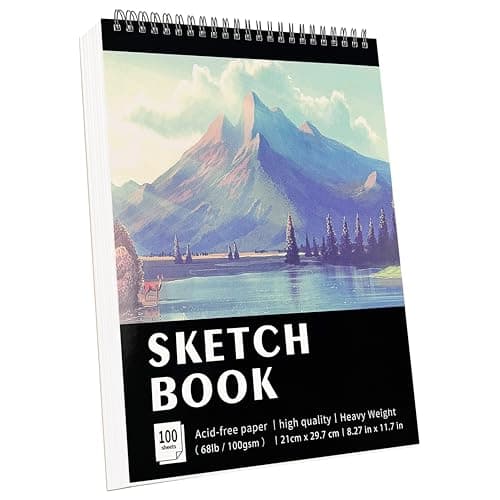 Image of KINSPORY Sketchbook A4, Sketch Pad - 21 x 29.7cm, 200 Pages (100 Sheets) 100gsm Acid-Free Art Drawing Pad, Spiral Bound Drawing Paper, Painting Writing Sketching Pad for Kids Adult Teens Girls Boys