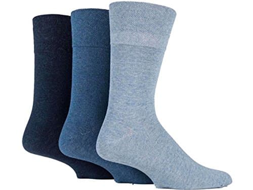 Image of 6x Pairs of Mens Plain Gentle Grip Non-Elastic Socks/UK 6-11 Eur 39-45 (Assorted Blue)