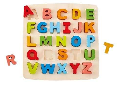 Image of Hape Chunky Alphabet Puzzle, Multicolor, 24-Piece Wooden Educational Toy for Kids 3Y+, A-Z Learning & Motor Skills