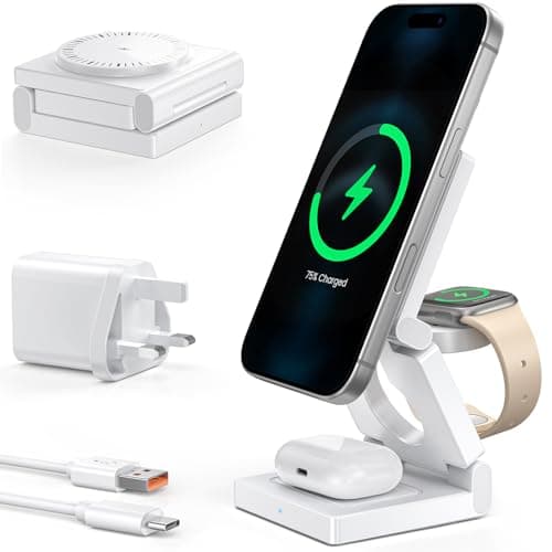 Image of 3 in 1 Wireless Charging Station for Apple Multple Devices - Foldable Magnetic Wireless Charger dock -Travel 18W charger stand for iPhone 17/16/15/14/13/12 Pro/Pro Max/Plus/Watch & Airpods All Series