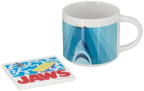 Image of Fizz Creations Be Aware Jaws mug, coaster and keychain set