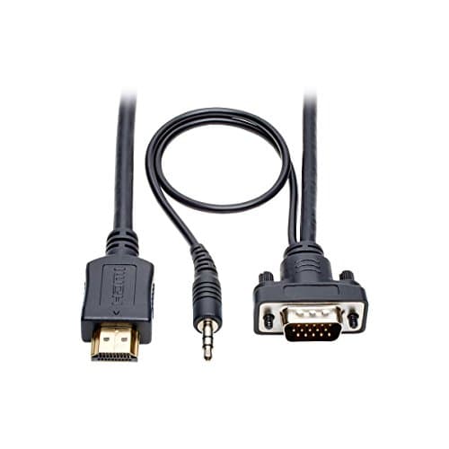 Image of Tripp Lite HDMI to VGA + Audio Adapter Converter Cable Active Low Profile HD15 + 3.5mm M/M 1080p @ 60Hz 3ft 3' (P566-003-VGA-A)