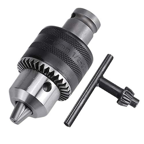 Image of Mesee 1.5-13mm Capacity 1/2-20UNF Mount Drill Chuck with Chuck Key and 1/2 Inch Square Female Adapter for Air Impact Wrench Converter Conversion Tool