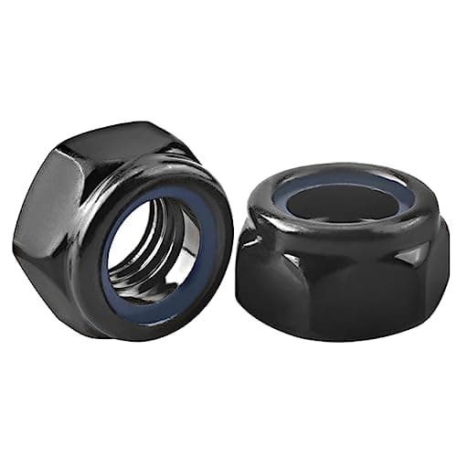 Image of Drenky M3 Nuts Black Nyloc Hex Nuts Self Locking Nut with Nylon Inserts 304 Stainless Steel Hex Lock Nuts DIN985 Steel Hex Nuts for Bolts & Screws, Standard Thread, Pack of 25