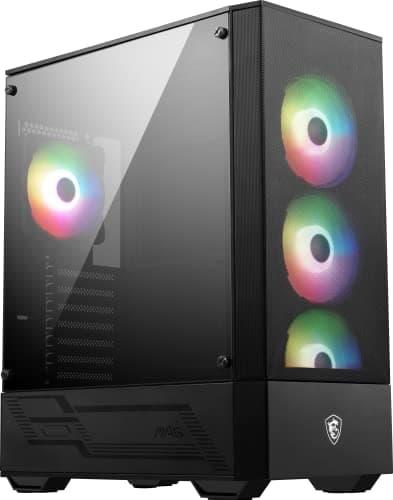 Image of MSI MAG FORGE 112R Mid-Tower PC Case - Tempered Glass, ATX, Micro-ATX & Mini-ITX Capacity, Front Mesh Panel, 4 x 120mm ARGB fans with Hub Controller, Magnetic Dust Filter, USB 3.2 Gen 1 Type-A Ports