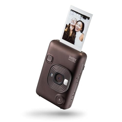 Image of INSTAX mini LiPlay Hybrid instant camera with rear 2.7 inch LCD display screen, Micro SD card slot, USB Type-c charging, Deep Bronze, film sold separately