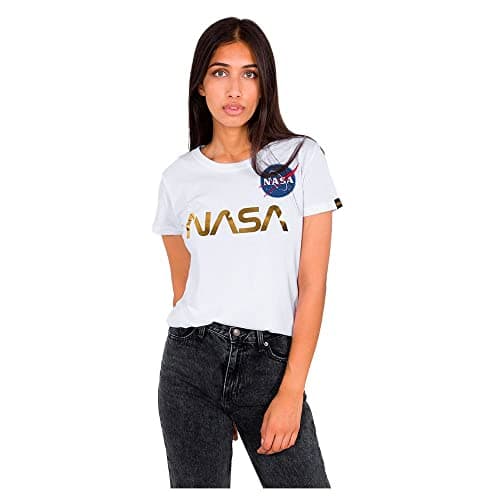 Image of ALPHA INDUSTRIES Women's NASA Pm T T-Shirt, White (White/Gold-438), S