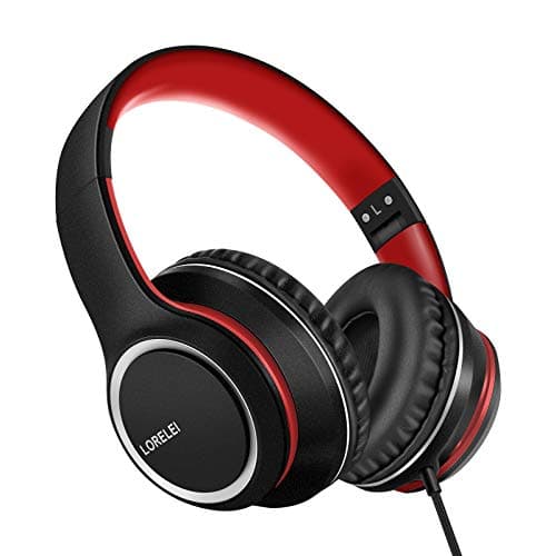 Image of LORELEI X8 Wired Headset Mic 1.45m Nylon Tangle Free 3.5mm Lightweight Foldable Portable Smartphone Tablet Computer MP3/4 Headset (Black/Red)