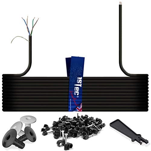 Image of 1STec 20m of Genuine BT CW1308 4 Core 2 Twisted Pair Telephone or FTTC Broadband Extension Wire + 4 Grommets + IDC Insertion Tool + 4mm Clips + Printed Colour Code Instructions (20 Metre, Black)