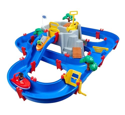 Image of AquaPlay - Mountain lake water ride set - 42-piece play set Mountain lake playset with waterfall and secret cave, water play fun incl. 3 animal figures and 2 boats, for children aged 3 years and over