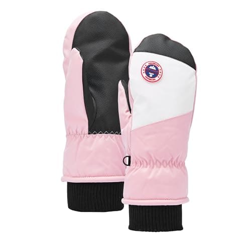 Image of DOZNOZRI Women Ski Mittens Winter Waterproof Snowboard Gloves Anti Slip Touch Screen Thermal Mittens for Skiing Hiking Cycling (Pink)