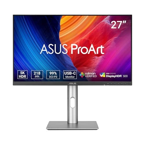 Image of ASUS ProArt Display 5K PA27JCV Professional Monitor 27 inch, IPS, 5K (5120 x 2880), 99 Pure DCI-P3, LuxPixel AGLR, Calman Verified, USB-C PD 96 W, HDR 500, KVM, Ergonomic