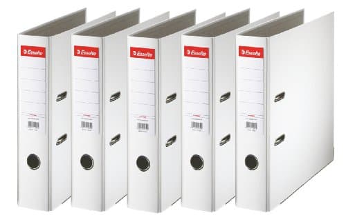Image of Esselte Essentials, A4 Lever Arch File, 75 mm Spine, 500 Sheets Capacity, PP, Plastic Cover, File Folder, White, Pack 5, 23999