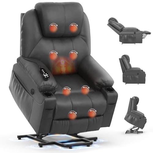 Image of BareTay Recliner Armchair Lift Chair For the Elderly, Power Recliner Chair with Massage & Heat, Extended Footrest, Type C+USB Ports, 2 Cup Holders, Dual Side Pockets Reclining Chairs Lounge Sofa