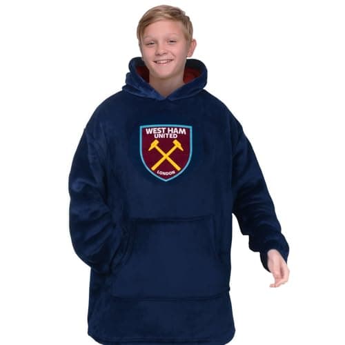 Image of West Ham United FC Kids Oversized Hoodie Blanket - Official Football Gift, Navy, Size 10-14 Years