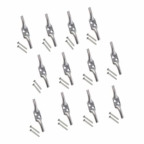 Image of SUL Heavy Duty Galvanised Rope Cord Cleat Hooks, Flagpole & Trailer Rope Tiebacks - 4 inch (12 PK) with Screws
