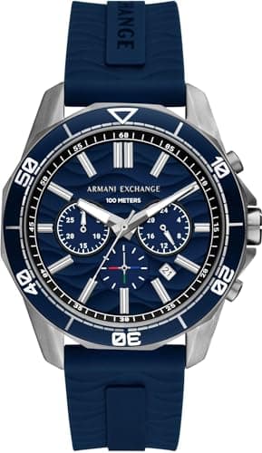Image of Armani Exchange Watch For Men, Chronograph Movement and 44mm Case Size with Stainless steel, Leather or Silicone strap