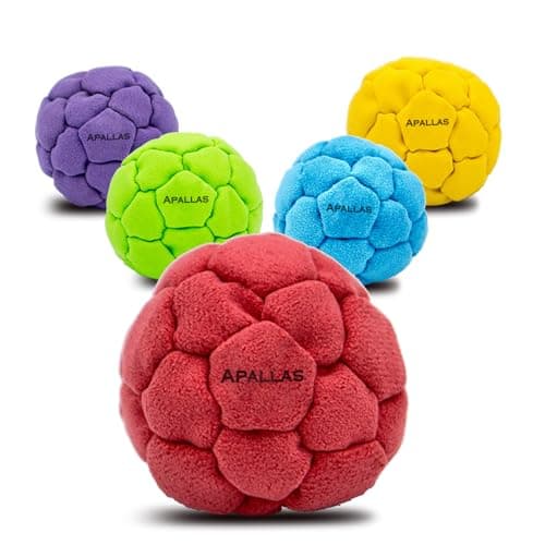 Image of Apallas 50g Leather Hacky Sack Footbag - Professional Hacky Sack with No-Bust Stitching, 32 Panel Symmetry, Hand-Stitched Suede Material, Perfect for Kicks, Tricks & Freestyle Play (1 pc-Red)