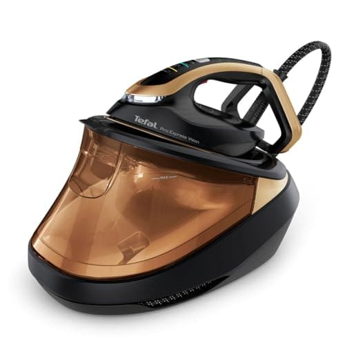 Image of Tefal GV9820G0 High Pressure Steam Generator Iron with Smart LED Light, 750g/min Steam Boost, 9 Bar Pressure, Horizontal and Vertical Steaming, GV9820 Pro Express Vision, Black & Gold