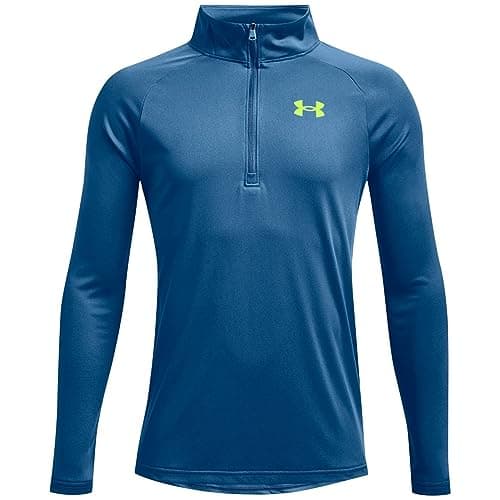 Image of Under Armour Boys Tech 2.0 Half Zip Top Junior Blue/Yellow 9-10 Years
