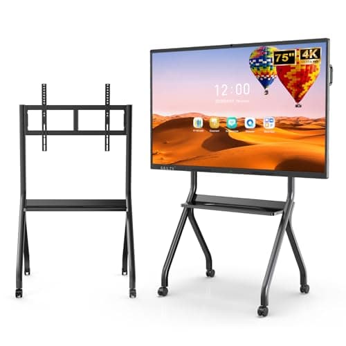 Image of JASZDOT Interactive Whiteboard 75 Inch Smartboard, 4K UHD Touchscreen Android 13, 8GB RAM 128GB ROM for Classroom & Office, WiFi, Bluetooth, HDMI, Camera, Microphone with Rolling Stand