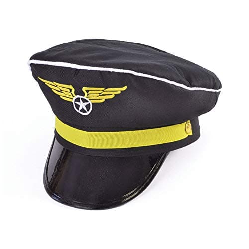 Image of Black Pilot Hat Costume Accessory For Men, 1 Count - Iconic & Elegant Design, Premium Quality Hat Great For Costume Parties & More Halloween