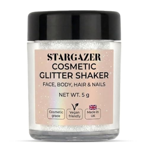 Image of Stargazer UV White Neon Body Glitter Shaker - Fine Glitter for Face, Body, Eyes, Hair & Nails - UV Reactive Festival & Party Makeup - Cruelty-Free
