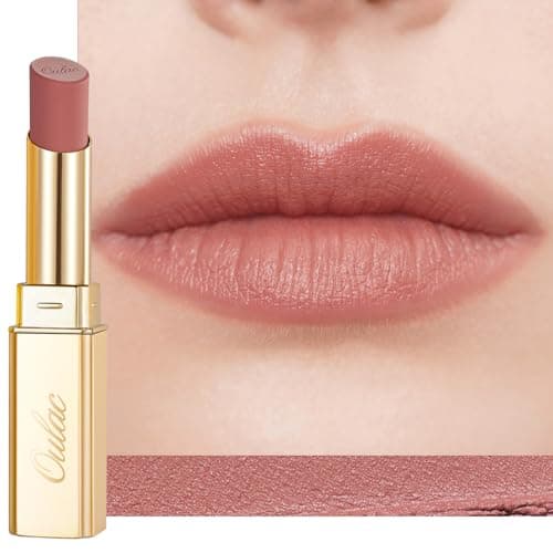 Image of Oulac Nude Pink Matte Lipstick for Women Hydrating Highly Pigmented Matte Finish Lip Color Lightweight Smooth Formula Non-Drying Waterproof Lipstick Long Wear, Vegan&Cruelty Free Lip Makeup RM02
