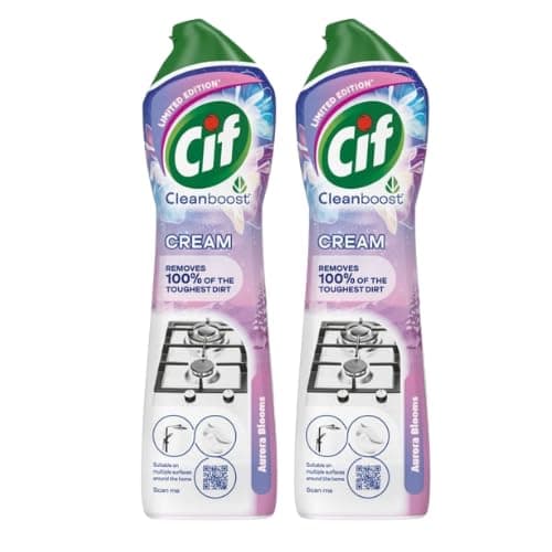 Image of Cif Cream Cleaner Aurora Blooms Winter Edition 500ml Powerful Multi-Surface Cleaning Cream with Winter Floral Scent Assorted Packs (Pack of 2)