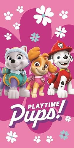 Image of AC-Déco Paw Patrol Playtime Cotton Beach Towel - Pink - 70 x 140 cm