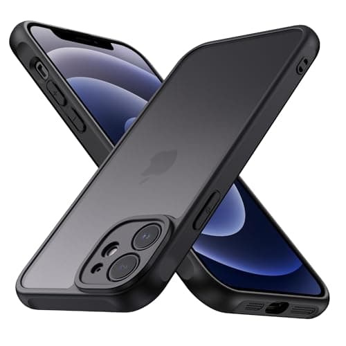 Image of Oumida Matte Case for iPhone 12 Mini Case 5.4-Inch, Shockproof Drop Protection Anti-Fingerprint, Frosted Translucent Back Phone Cover for iPhone 12 Mini Black
