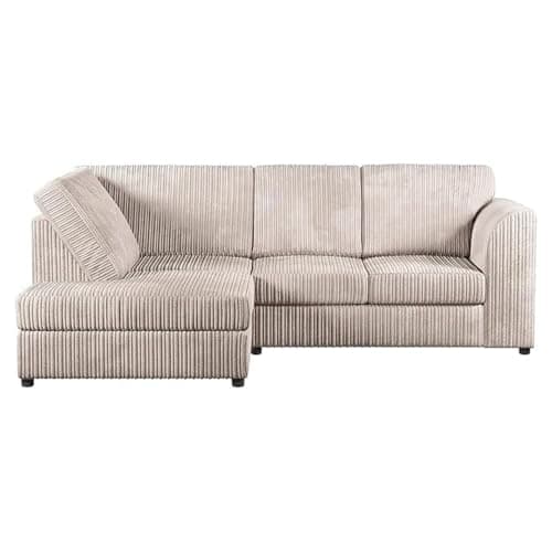 Image of Sofa Snug Jumbo Cord Corner Sofa 4 Seater Left Hand Facing L Shape with Modern Design for Living Room - Cream