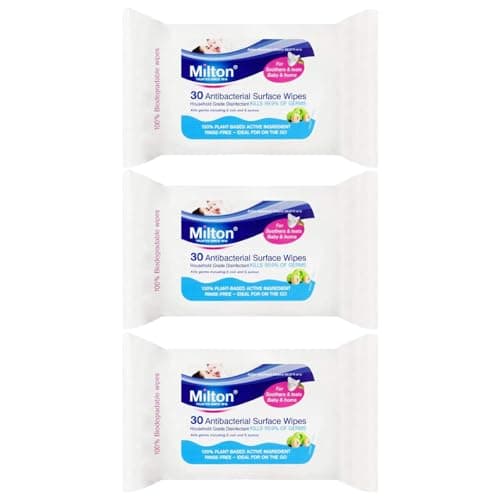 Image of Milton 3 x 30 Wipes With Welari Card Antibacterial Surface Cleaning Antiseptic Moist Tissues Kitchen Desk Cleaner (90wipes) (3pack)