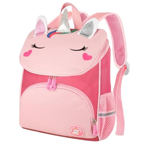 Image of Yafe School Bag for Girls, Kids Backpack with Chest Strap Children's Backpack Toddlers Rucksack Kindergarten Preschool Bookbag for Girls Age 3-6 (Pink)