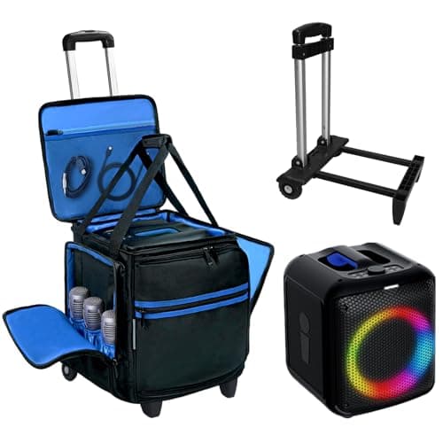 Image of ORKELS Rolling Speaker Backpack Carrying Case for Bose S1 Pro/S1 Pro+ & Party Box Encore, Portable Bluetooth Speaker Travel Bag with Microphone & Accessory Pockets, Durable Padded DJ Speaker Case