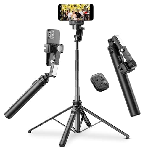 Image of KOSCHEAL Gimbal Stabilizer for Smartphone, Foldable&Portable Gimbal with Auto Face Tracking&Fill Light, Phone Stabilizer for Filming iPhone&Android, 360° Infinite Rotation, Extensible to 157 cm
