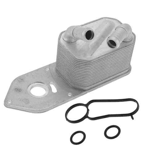 Image of Partuto Engine Oil Cooler No.GK2Q6A642AB - Transmission Oil Cooler - for Ford Transit 2015-2019 Aluminum Alloy Silver Tone with O-rings Seal - 1 Pc