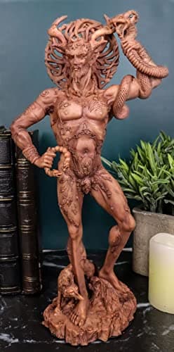 Image of Ebros Gift Celtic God Cernunnos The Horned God Herne The Hunter Decorative Figurine in Red Clay Color Finish 9.5" Tall As Mythical Decor Sculpture Pagan Wiccan Collectible