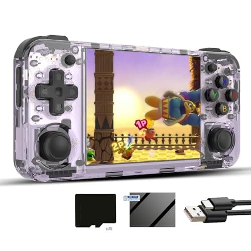Image of RG35XX H Linux Retro Handheld Game Console 35xx H with a 64G Card Pre-Loaded 6900 Games,RG35XXH 3.5'' IPS Screen Supports 5G WiFi Bluetooth HD and TV Output (ANBERNIC (ANBERNIC RG35XX H-Purple-NEW)