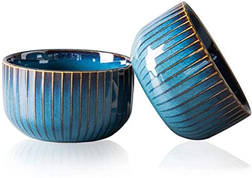 Image of Porcelain Bowls, 500ml Blue Cereal Bowls, Rice Bowls, Salad Bowls, Dishwasher, Microwave & Oven Safe,11.5x6.5cm(2 Pack)