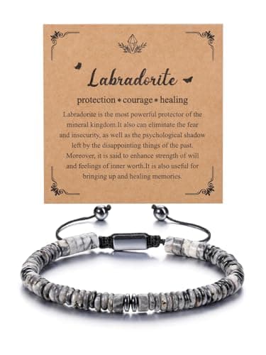 Image of JSDDE Healing Crystals Bracelet Adjustable Labradorite Crystal Stone Bracelets for Men and Women