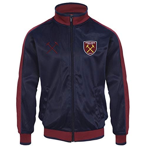 Image of West Ham United FC Official Football Gift Mens Retro Track Top Jacket Navy XXL