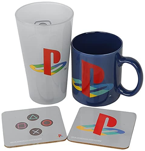 Image of PlayStation Classic Mug, 400ml Glass & 2 Coasters Collectable Gift Box
