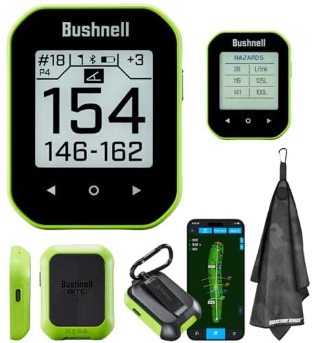 Image of Bushnell Golf Phantom 3 Slope GPS Handlheld (Green) | 38,000+ Courses, Slope Compensation, Hazard Info, Distance Calculator, Scorekeeping, Magnet Mount, Touchscreen | Signature Series Golf Towel