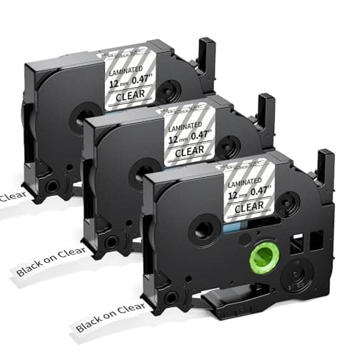 Image of Upwinning TZe-131 Clear Label Tape Compatible Brother P-Touch TZe-131 Tze131 Aze131 Black on Clear Tape TZe 12mm 0.47 Laminated Label TZe131 for Ptouch PT-1000 1010 H101C H110 H105 E110 H100R, 3-Pack