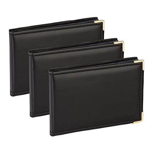 Image of Kenro APL Photo Albums (Pack of 3) - 6x4 Photo Album (10cm x 15cm) for 36 Photos. Landscape Photo Album with Gilt Corners & Protective Cover. Black Leather Look, Carlton Series - APL150