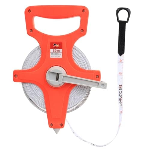Image of Open Reel Fiberglass Tape Measure, Fiberglass Measuring Tape, 50M /165 FT Builders Surveyors Tape with Dual Scale, Measure Tapes