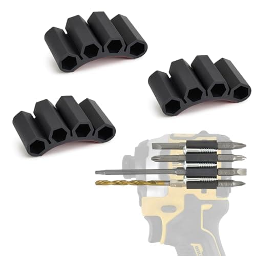 Image of Saipor 3Pcs Magnetic Bit Holder for Impact Drivers and Drills, High Strength Strong Adhesive, Drill Bit Sleeve Organizer Attach on Side of Power Drill