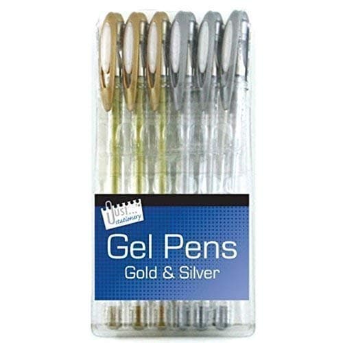 Image of Pack of 6 Premium Quality Silver and Gold Gel Pens