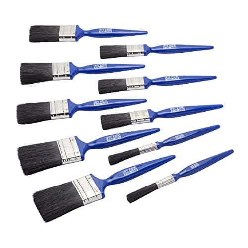Image of Fit For The Job No Bristle Loss 10 Piece DIY Paint Brush Set For A Smooth Finish with Emulsion, Gloss & Satin Paints on Walls, Ceilings, Furniture, Wood & Metal- 2x 0.5", 3x 1", 3x 1.5", 3x 2" Brushes